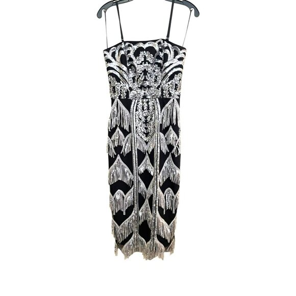 NEW Dress the Population $328 Viviana Fringe Sequin Bodycon Dress XS - Picture 3 of 7